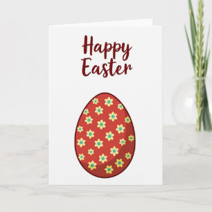 Bloemige Ovale Gelukkig Pasen Kaart