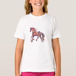 Bloemige Paard Bloem Kunst T-Shirt