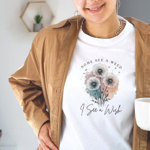  bloemige paardenbloem wens trendy botanisch t-shirt