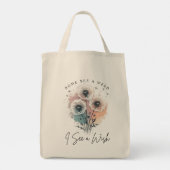 bloemige paardenbloem wens trendy botanische kuns tote bag (Achterkant)