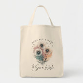 bloemige paardenbloem wens trendy botanische kuns tote bag (Voorkant)