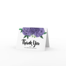 Bloemige paarse bruidsontbijt bedankkaart