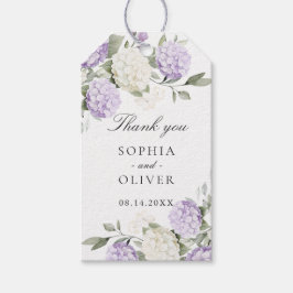 Bloemige Paarse Hortensia Groene Huwelijks Dankjew Cadeaulabel