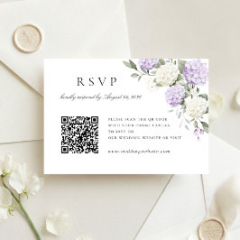 Bloemige Paarse Hortensia Huwelijk QR Code RSVP Ka Kaart