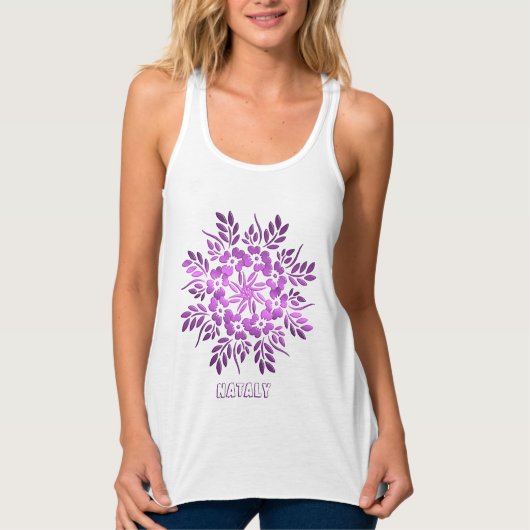 Bloemige paarse mandala tanktop (Voorkant)