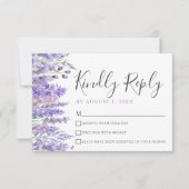 Bloemige paarse Quinceanera RSVP kaart (Voorkant)