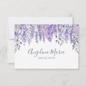 Bloemige paarse Quinceanera RSVP kaart (Achterkant)