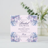 Bloemige paarse uitnodiging voor bruidsfeest (Staand voorkant)