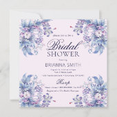 Bloemige paarse uitnodiging voor bruidsfeest (Voorkant)