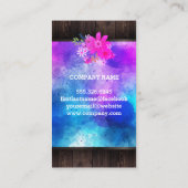Bloemige Paarse Waterverf Boeket Houten Rustieke Visitekaartje (Achterkant)