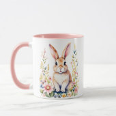 bloemige paashaas gepersonaliseerd mok (Links)