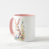 bloemige paashaas gepersonaliseerd mok (Voorkant links)