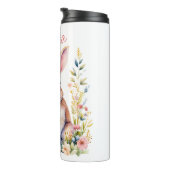 bloemige paashaas gepersonaliseerd thermosbeker (Geroteerd rechts)