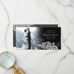 Bloemige Paisley Boho Bruiloft Dankjewel Fotokaart Bedankkaart