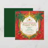 Bloemige Palmen Aanpasbare Reggae Feest  Kaart (Voorkant / Achterkant)