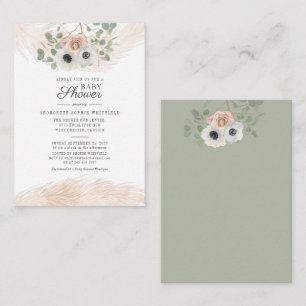 Bloemige Pampagras Eucalyptus Baby Shower Uitnodig Notitiekaartje