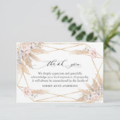 Bloemige Pampagras Herdenking van het Leven Herden Bedankkaart (Staand voorkant)