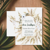 Bloemige Pampas Gras Bruiloftsshower Uitnodiging