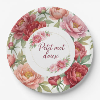 Bloemige papieren borden met pioenrozen – Decorati Bordje