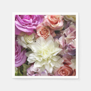 Bloemige papieren servetten met dahlia en rozen