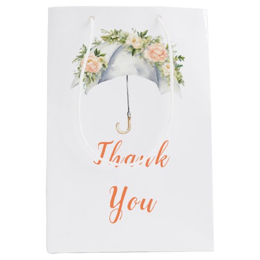 Bloemige Paraplu Baby Shower Medium Cadeauzakje (Voorkant)