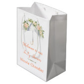 Bloemige Paraplu Baby Shower Medium Cadeauzakje (Achterkant Gekanteld)