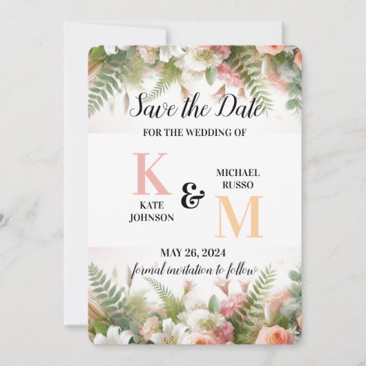 Bloemige Pastel Eenvoudig Save The Date (Voorkant)