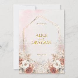 Bloemige Pastel Elegante Boho Waterverf Trouw  Kaart
