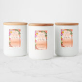 Bloemige Pastel Perzik Productlabels met Monogram Voedselcontainer Etiket (Flessen)