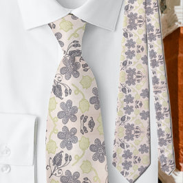 Bloemige Pastel Roze Botanische Speciale Gelegenhe Stropdas