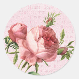 Bloemige pastel roze roos bloem ronde sticker