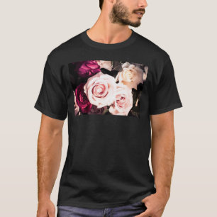 Bloemige Pastel Roze Roos Fotografie Heren T-shirt