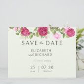 Bloemige Pastel Waterverf Roze Bruiloft Save The Date (Staand voorkant)