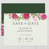 Bloemige Pastel Waterverf Roze Bruiloft Save The Date (Voorkant / Achterkant)