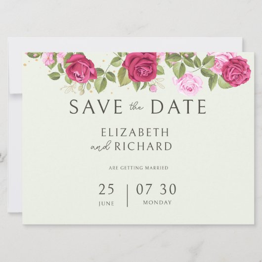 Bloemige Pastel Waterverf Roze Bruiloft Save The Date (Voorkant)
