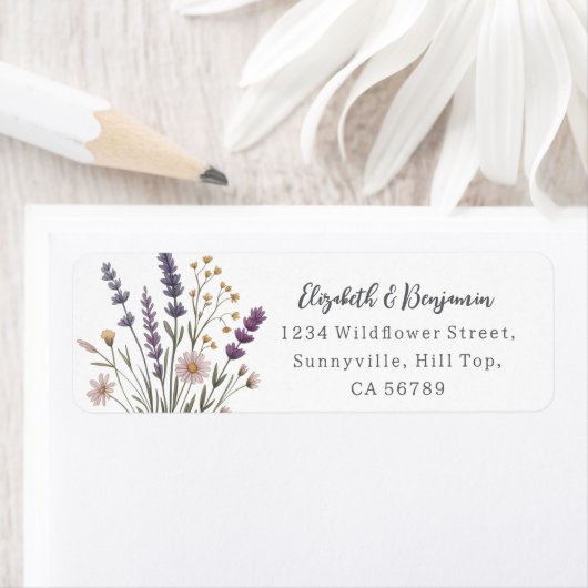 Bloemige Pastel Wilde Bloemen Etiket (Insitu)