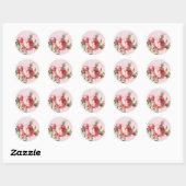 Bloemige pastelroze roos bloem ronde sticker (Vel)