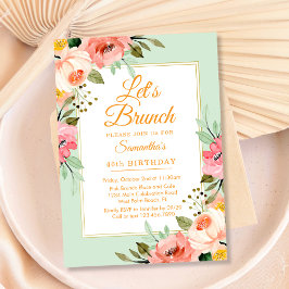 Bloemige Pastels Roze Laten we Brunchen Iedere Fee Kaart