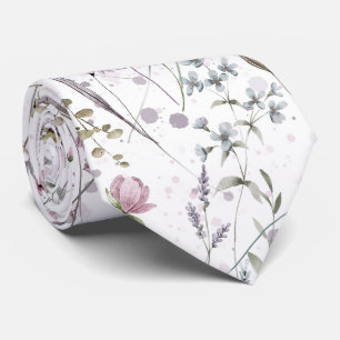 Bloemige pasteltint lavendel halsdas stropdas