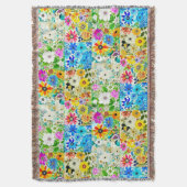 Bloemige Patchwork Kunst Watercolor Bloemen Deken (Voorkant Verticaal)