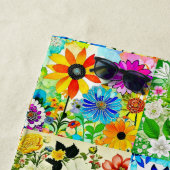 Bloemige Patchwork Kunst Watercolor Bloemen Strandlaken (In situ)