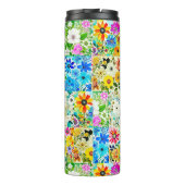 Bloemige Patchwork Kunst Watercolor Bloemen Thermosbeker (Achterkant)