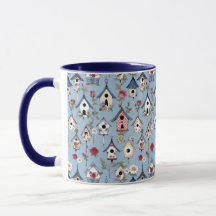 Bloemige Patchwork Vogelhuisjes & Hemelblauwe Acht