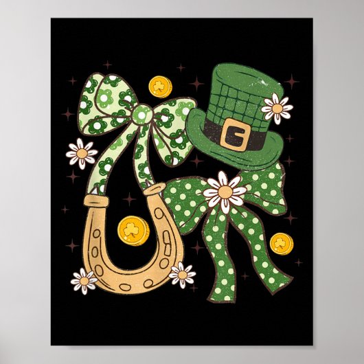 Bloemige Patricks Coquette, retro Klavertje Vier G Poster (Voorkant)