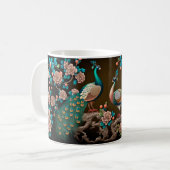 Bloemige pauw  koffiemok (Voorkant links)