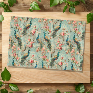 Bloemige Pauw Vintage Textuur uitzicht bloem  Tissuepapier