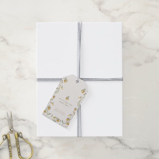 Bloemige perfecte peer bruidsdouche cadeaulabel (Met Touw)