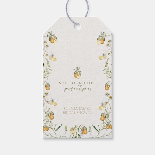 Bloemige perfecte peerse bruiloftfeest cadeaulabel (Voorkant)