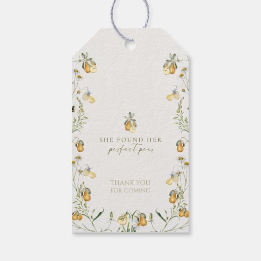 Bloemige perfecte peerse bruiloftfeest cadeaulabel (Achterkant)