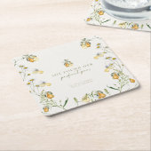 Bloemige perfecte peerse bruiloftfeest kartonnen onderzetters (Schuin)